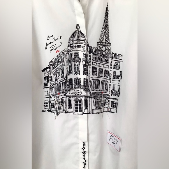 NWT Karl Lagerfeld Paris Limited Edition Button Down Shirt Blouse - Picture 9 of 13